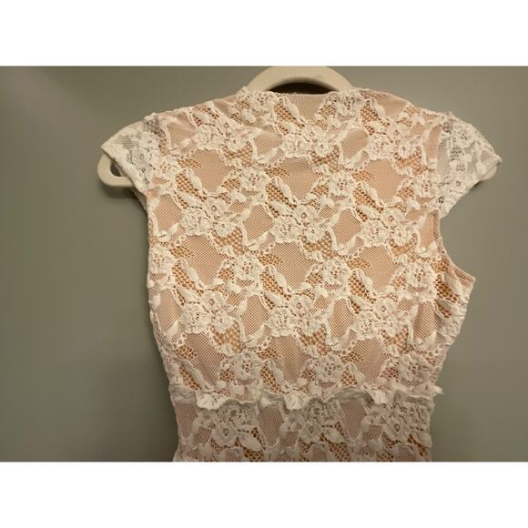 NIGHTCAP ANTIONETTE WISTERIA LACE SHEATH MINI DRESS NUDE LININGSZ 1 XS $395 MSRP - Picture 9 of 10